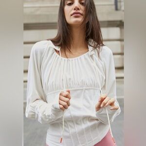 FP Movement by Free People Ivory Look Within Hoodie Long Sleeve Top